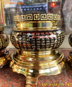 Bát Hương Chữ Phật Bằng Đồng Đen Bóng