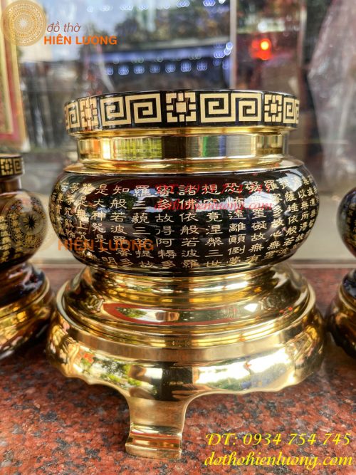 Bát Hương Chữ Phật Bằng Đồng Đen Bóng