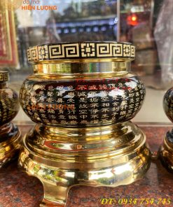 Bát Hương Chữ Phật Bằng Đồng Đen Bóng
