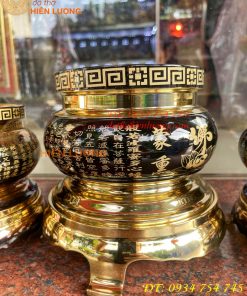Bát Hương Chữ Phật Bằng Đồng Đen Bóng