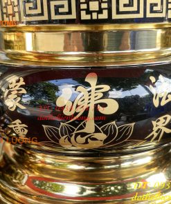 Bát Hương Chữ Phật Bằng Đồng Đen Bóng
