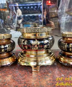 Bát Hương Chữ Phật Bằng Đồng Đen Bóng