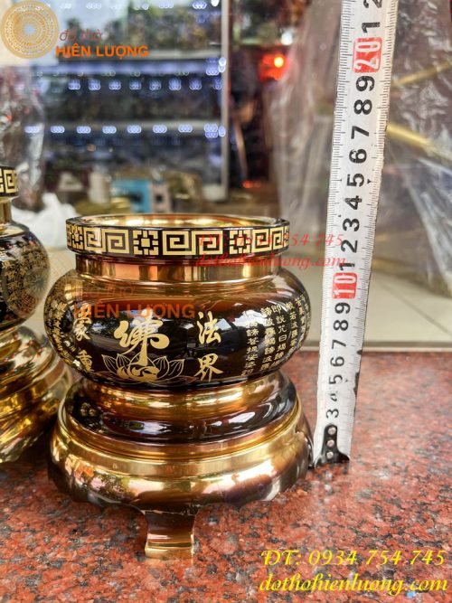 Bát Hương Chữ Phật Bằng Đồng Đen Bóng