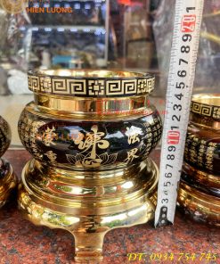 Bát Hương Chữ Phật Bằng Đồng Đen Bóng