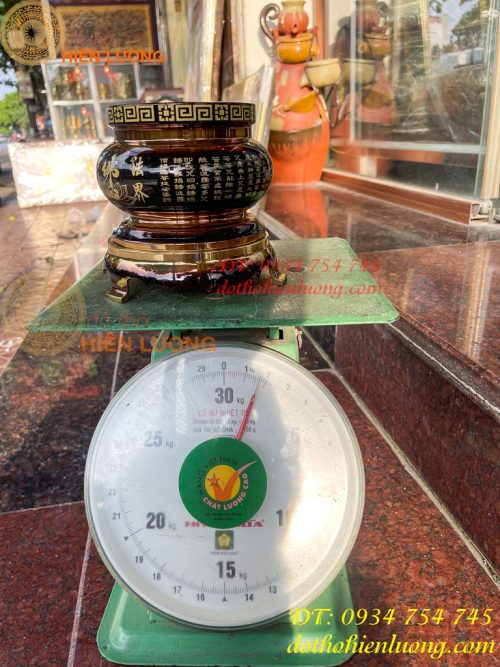 Bát Hương Chữ Phật Bằng Đồng Đen Bóng