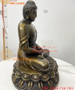 Tượng Phật Adida Cao 40cm Bằng Đồng Hun Ngồi Đài Sen