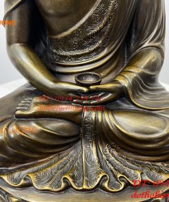 Tượng Phật Adida Cao 40cm Bằng Đồng Hun Ngồi Đài Sen