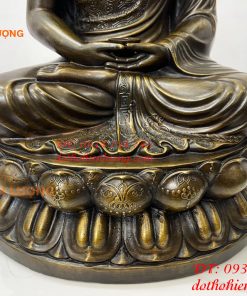 Tượng Phật Adida Cao 40cm Bằng Đồng Hun Ngồi Đài Sen