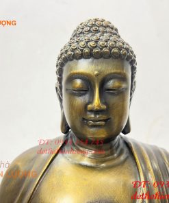 Tượng Phật Adida Cao 40cm Bằng Đồng Hun Ngồi Đài Sen