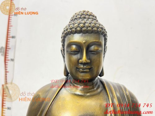 Tượng Phật Adida Cao 40cm Bằng Đồng Hun Ngồi Đài Sen