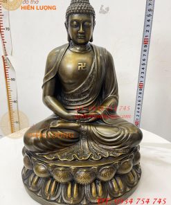 Tượng Phật Adida Cao 40cm Bằng Đồng Hun Ngồi Đài Sen