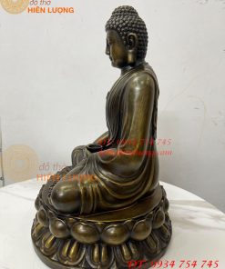 Tượng Phật Adida Cao 40cm Bằng Đồng Hun Ngồi Đài Sen