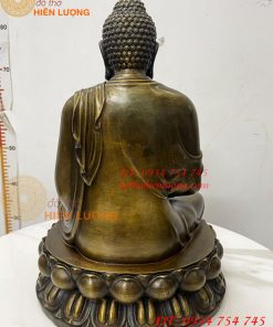 Tượng Phật Adida Cao 40cm Bằng Đồng Hun Ngồi Đài Sen