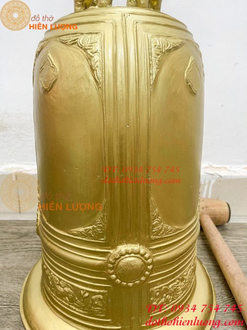 Chuông đúc treo bằng đồng vàng cao 60cm Cao Cấp