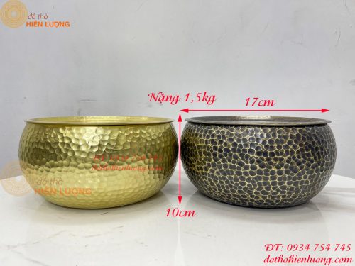 Cơi trầu bằng đồng gò tay thủ công 100% đường kính 17cm