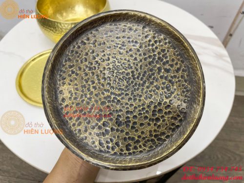 Cơi trầu bằng đồng gò tay thủ công 100% đường kính 17cm
