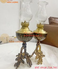 Đèn Dầu Bằng Đồng Thờ Cúng Chân Lá Cao 20cm