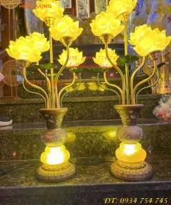 Đôi Đèn Led Hoa Sen 5 Bông 70cm Thân Hợp Kim Đúc