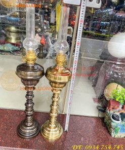 Đèn dầu bằng đồng dáng cổ kiểu Pháp cao 85cm cả bóng