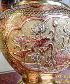 Đôi lục bình cát tút 100 thổi dáng củ tỏi mạ tam khí hoa văn tứ linh, Phúc Lộc
