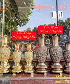 Đôi Lục Bình Rồng Phượng Bằng Đồng Đúc Nổi Cực Đẹp