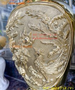 Đôi Lục Bình Rồng Phượng Bằng Đồng Đúc Nổi Cực Đẹp