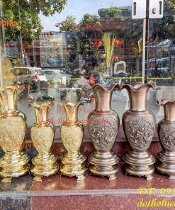 Đôi Lục Bình Rồng Phượng Bằng Đồng Đúc Nổi Cực Đẹp