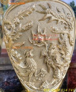 Đôi Lục Bình Rồng Phượng Bằng Đồng Đúc Nổi Cực Đẹp