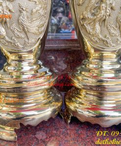 Đôi Lục Bình Rồng Phượng Bằng Đồng Đúc Nổi Cực Đẹp