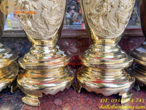 Đôi Lục Bình Rồng Phượng Bằng Đồng Đúc Nổi Cực Đẹp