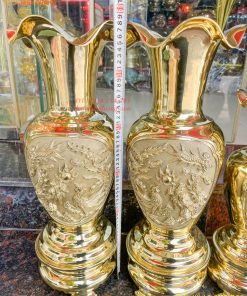 Đôi Lục Bình Rồng Phượng Bằng Đồng Đúc Nổi Cực Đẹp