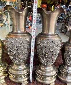 Đôi Lục Bình Rồng Phượng Bằng Đồng Đúc Nổi Cực Đẹp