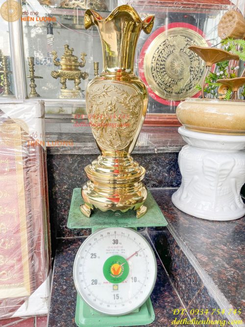 Đôi Lục Bình Rồng Phượng Bằng Đồng Đúc Nổi Cực Đẹp