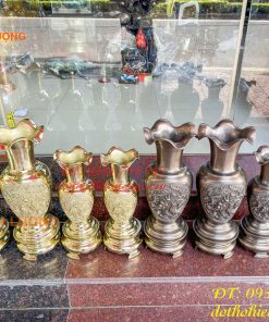 Đôi Lục Bình Rồng Phượng Bằng Đồng Đúc Nổi Cực Đẹp