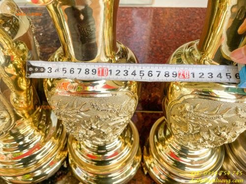 Đôi Lục Bình Rồng Phượng Bằng Đồng Đúc Nổi Cực Đẹp