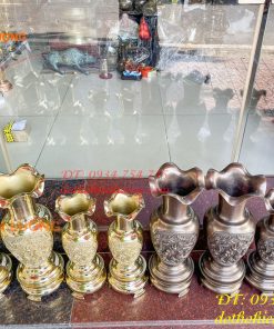 Đôi Lục Bình Rồng Phượng Bằng Đồng Đúc Nổi Cực Đẹp