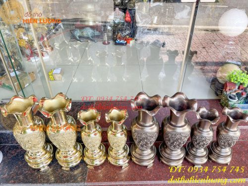 Đôi Lục Bình Rồng Phượng Bằng Đồng Đúc Nổi Cực Đẹp