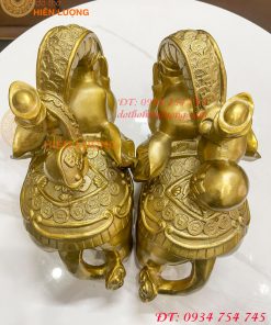 Đôi voi lưng chữ Phúc bằng đồng phong thủy, DxRxC 24x14x21cm