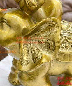 Đôi voi lưng chữ Phúc bằng đồng phong thủy, DxRxC 24x14x21cm