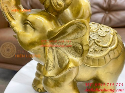 Đôi voi lưng chữ Phúc bằng đồng phong thủy, DxRxC 24x14x21cm