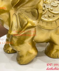Đôi voi lưng chữ Phúc bằng đồng phong thủy, DxRxC 24x14x21cm