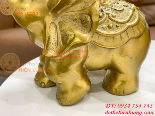 Đôi voi lưng chữ Phúc bằng đồng phong thủy, DxRxC 24x14x21cm