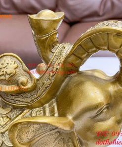 Đôi voi lưng chữ Phúc bằng đồng phong thủy, DxRxC 24x14x21cm
