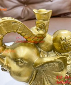 Đôi voi lưng chữ Phúc bằng đồng phong thủy, DxRxC 24x14x21cm