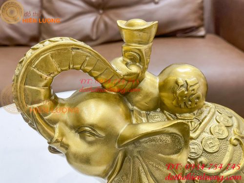 Đôi voi lưng chữ Phúc bằng đồng phong thủy, DxRxC 24x14x21cm