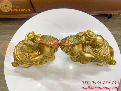 Đôi voi lưng chữ Phúc bằng đồng phong thủy, DxRxC 24x14x21cm