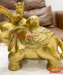 Đôi voi lưng chữ Phúc bằng đồng phong thủy, DxRxC 24x14x21cm
