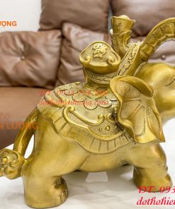 Đôi voi lưng chữ Phúc bằng đồng phong thủy, DxRxC 24x14x21cm