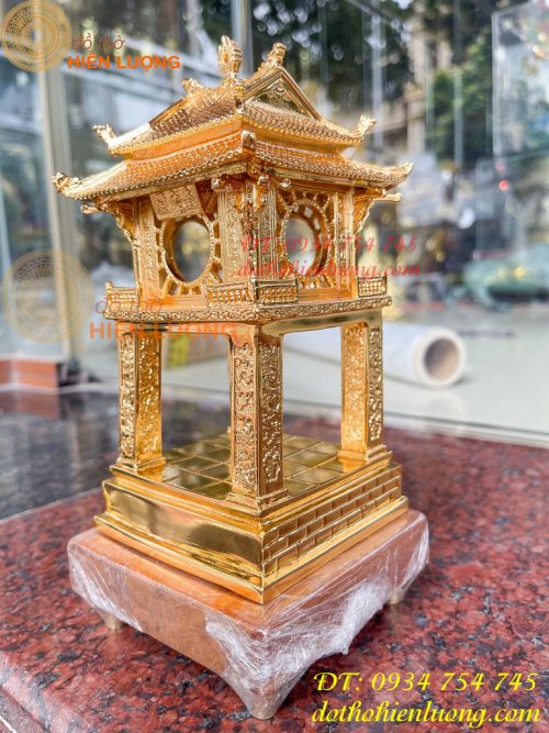 Biểu trưng khuê văn các cao 18cm bằng đồng mạ vàng 24K