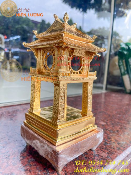 Biểu trưng khuê văn các cao 18cm bằng đồng mạ vàng 24K